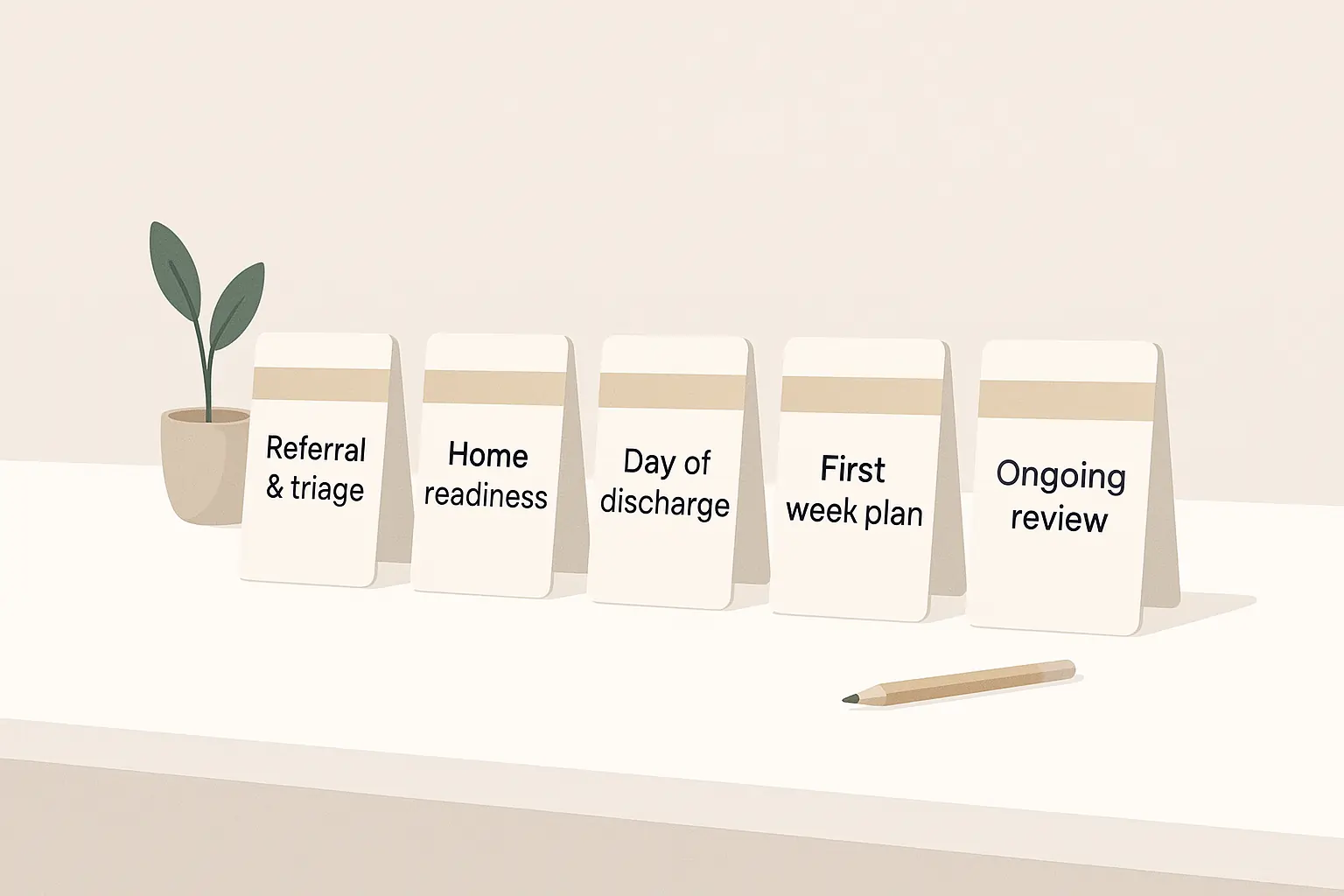 Five-step hospital discharge process from referral to ongoing review