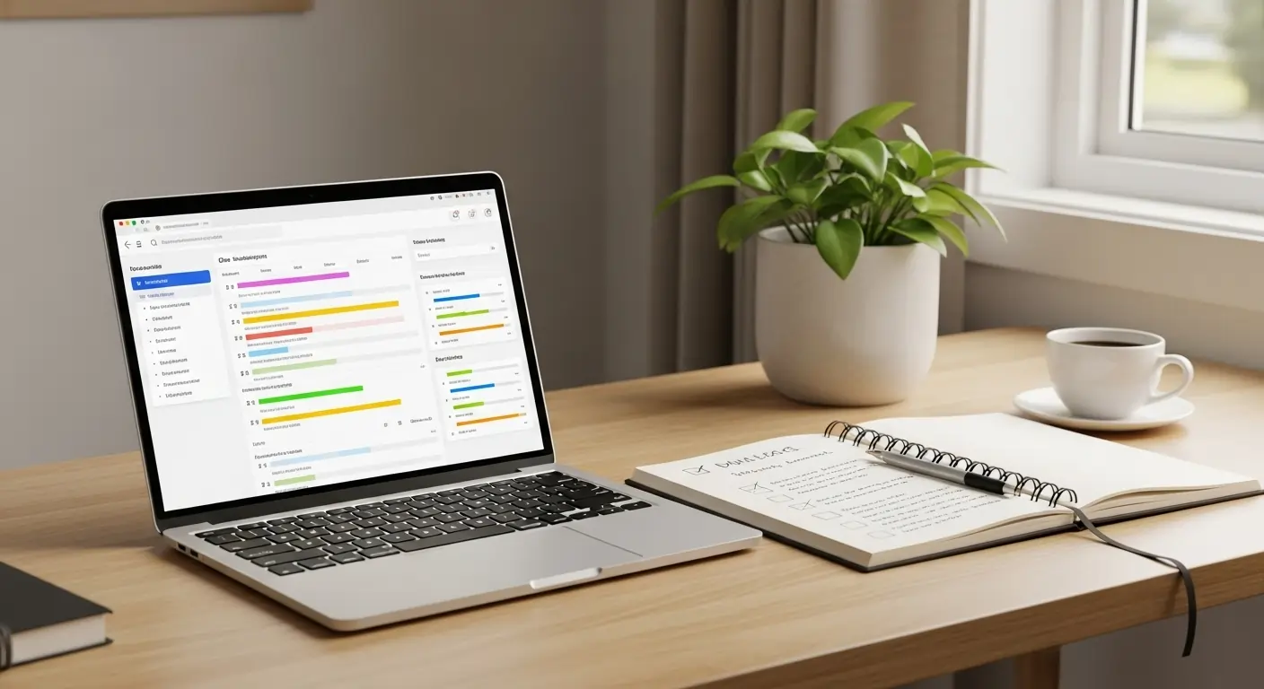 Support coordinator organising provider schedules and NDIS reports on laptop. Support coordinator organising provider schedules and NDIS reports on laptop.