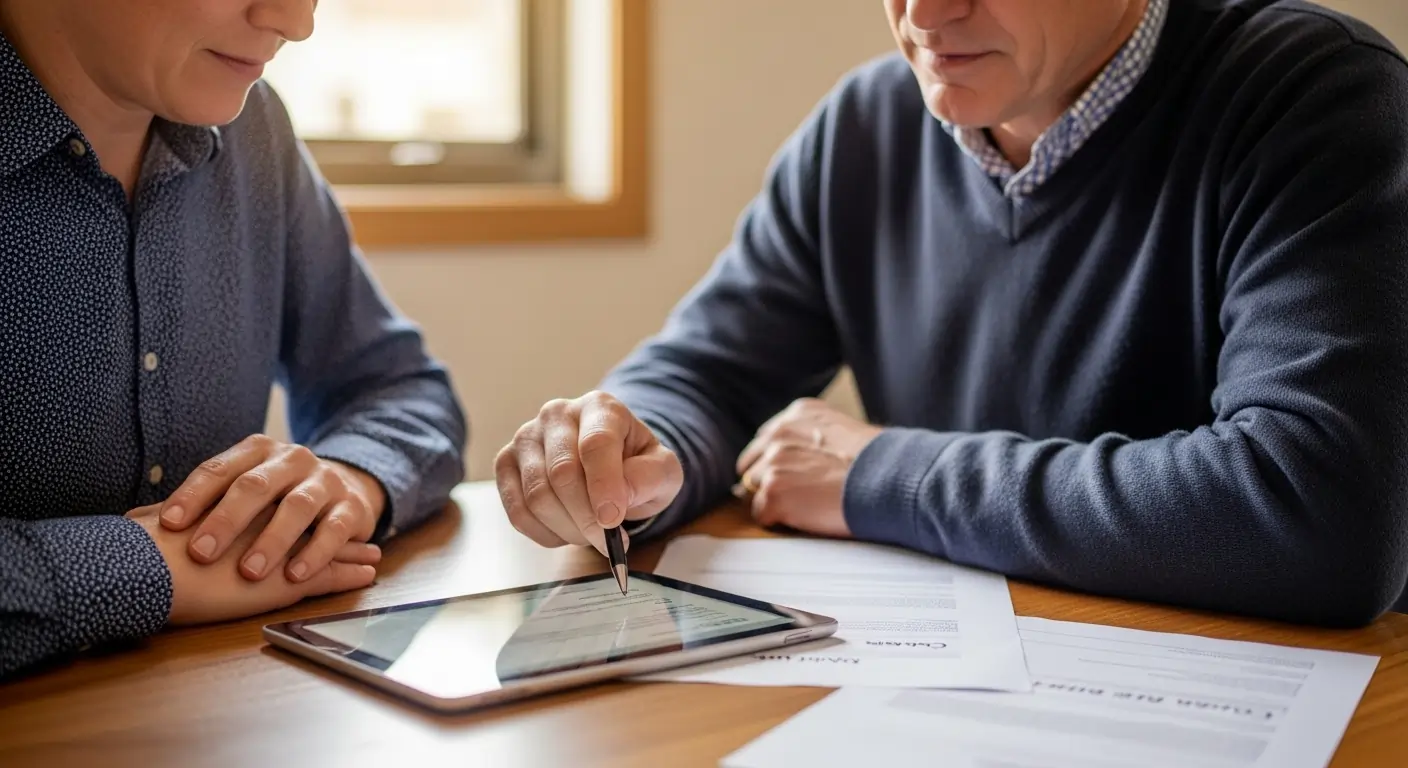 Coordinator showing SIL daily plan to participant in Perth.
