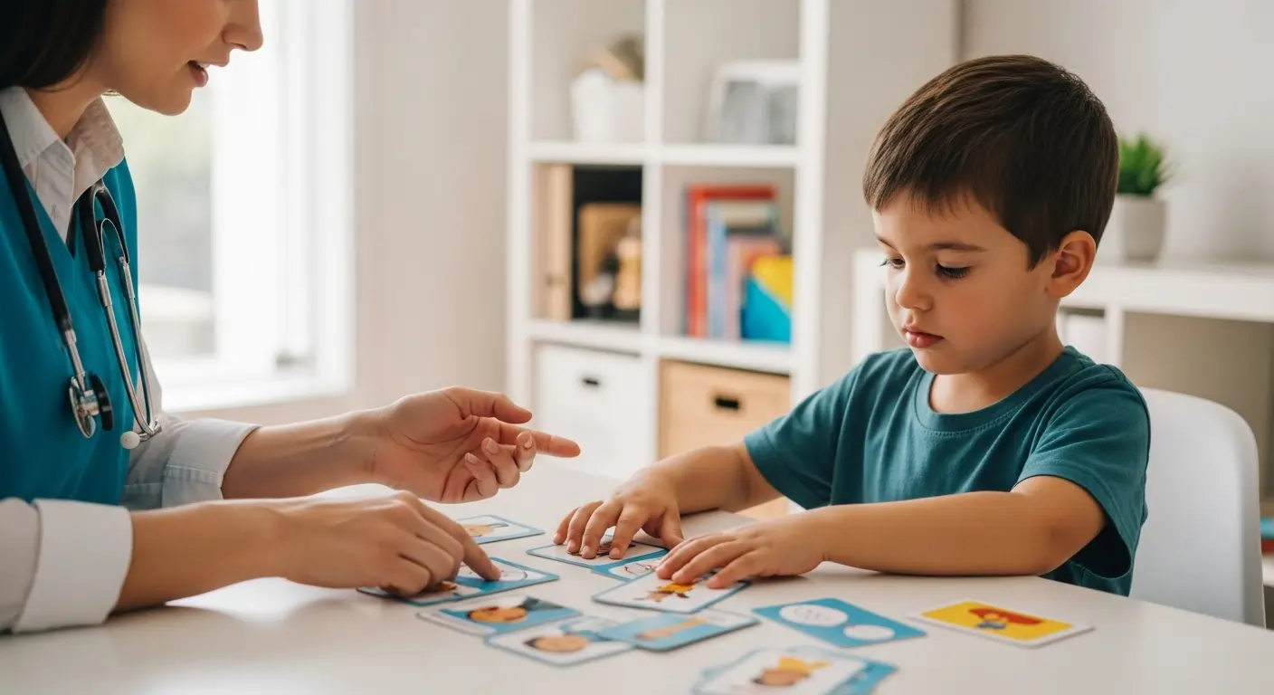 Speech pathologist conducting communication therapy with child participant in Perth.