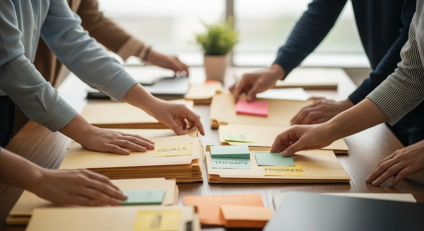 Perth Support Coordination team workspace showing diversity and organisation, no faces visible.