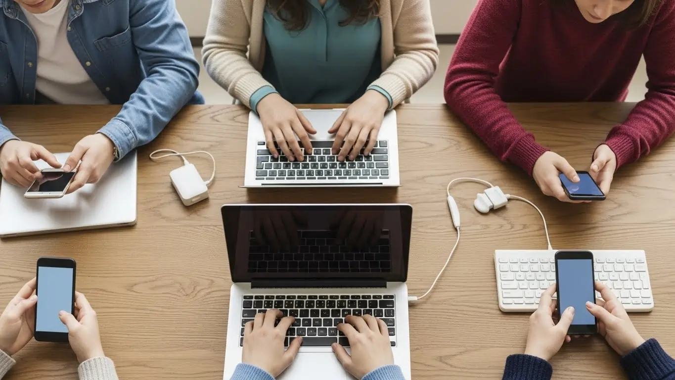 Teens with and without disabilities connecting through social media video chat. Teens with and without disabilities connecting through social media video chat.