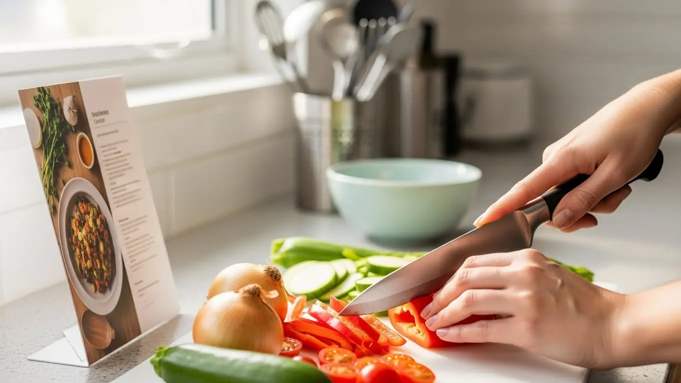 Daily living assistance for ABI participant preparing meals Daily living assistance for ABI participant preparing meals