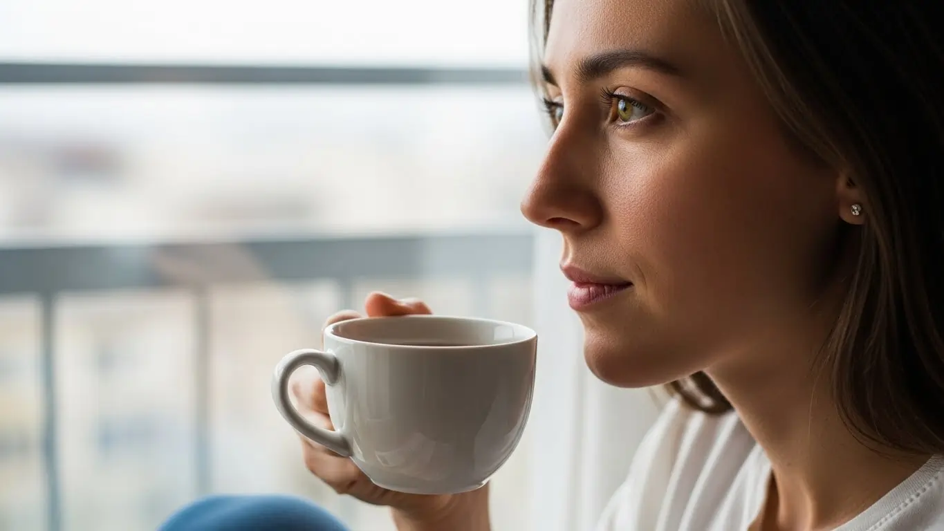 Individual reflecting quietly indoors, representing psychosocial disability awareness. Individual reflecting quietly indoors, representing psychosocial disability awareness.