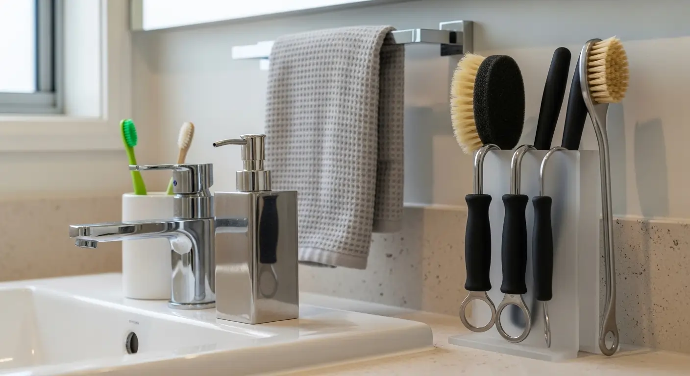 Personal care support setup including hygiene and grooming tools in Point Cook