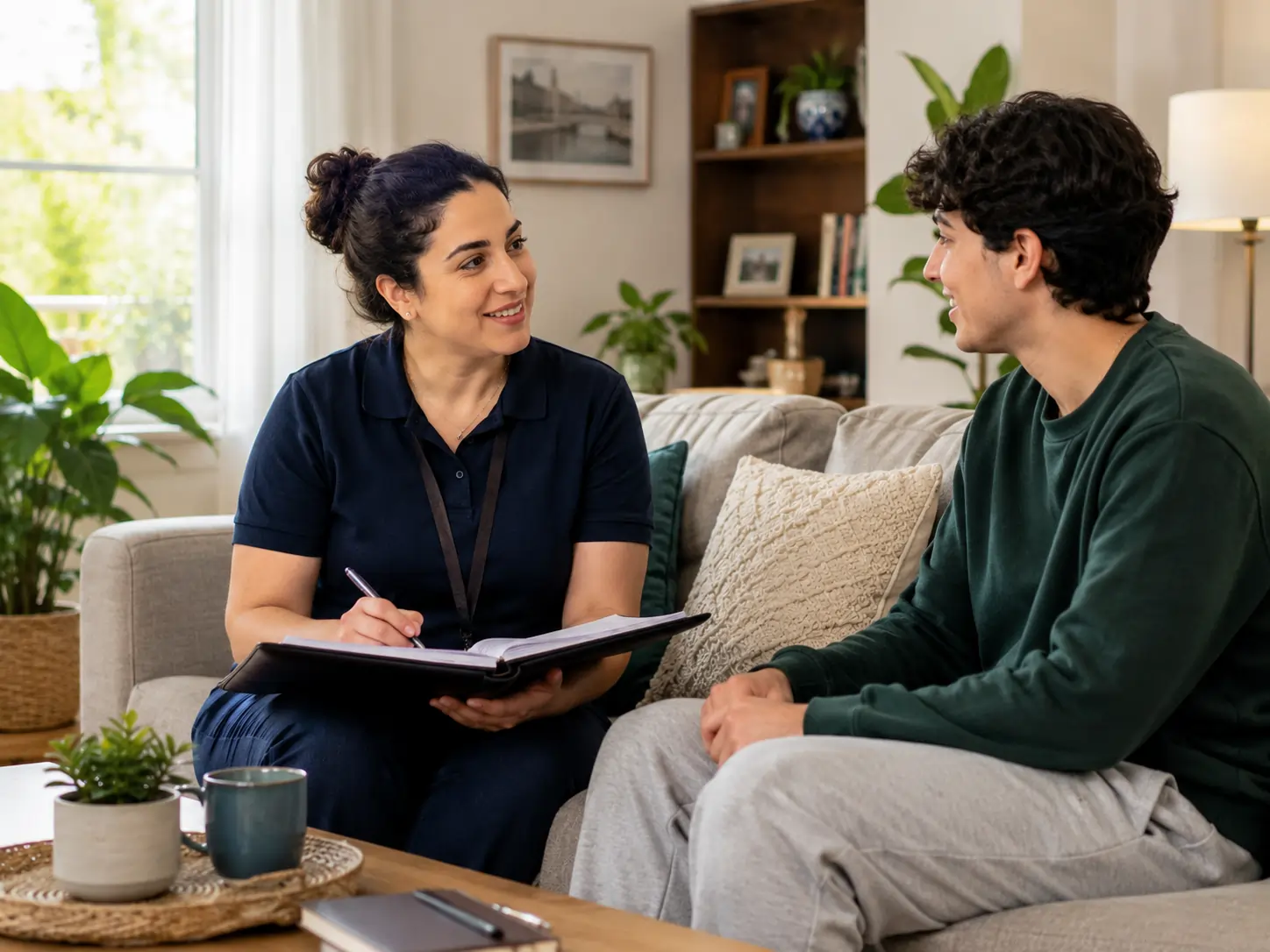 Farsi speaking disability support worker supporting an NDIS participant at home